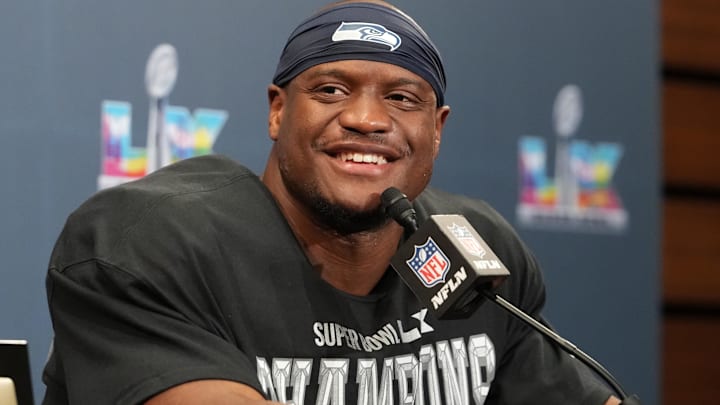 Seattle Seahawks RB Kenneth Walker III speaks in a press conference after defeating the New England Patriots.