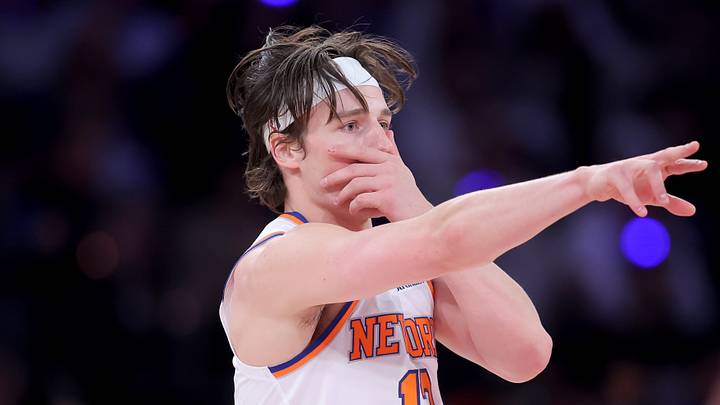 May 4, 2026; New York, New York, USA; New York Knicks guard Tyler Kolek (13) celebrates his three point shot against the Philadelphia 76ers during the fourth quarter of game one of the eastern conference semifinal round of the 2026 NBA Playoffs at Madison Square Garden. Mandatory Credit: Brad Penner-Imagn Images May 4, 2026; New York, New York, USA; New York Knicks guard Tyler Kolek (13) celebrates his three point shot against the Philadelphia 76ers during the fourth quarter of game one of the eastern conference semifinal round of the 2026 NBA Playoffs at Madison Square Garden. Mandatory Credit: Brad Penner-Imagn Images