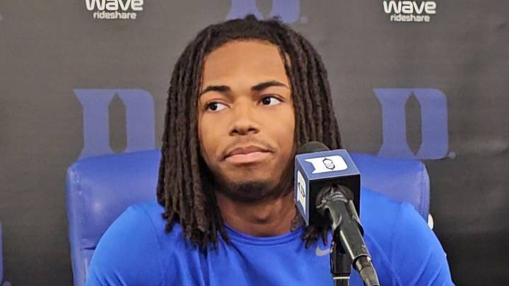 Duke basketball freshman guard Deron Rippey Jr. in Cameron Indoor Stadium's Bill Brill Media Room. Duke basketball freshman guard Deron Rippey Jr. in Cameron Indoor Stadium's Bill Brill Media Room.