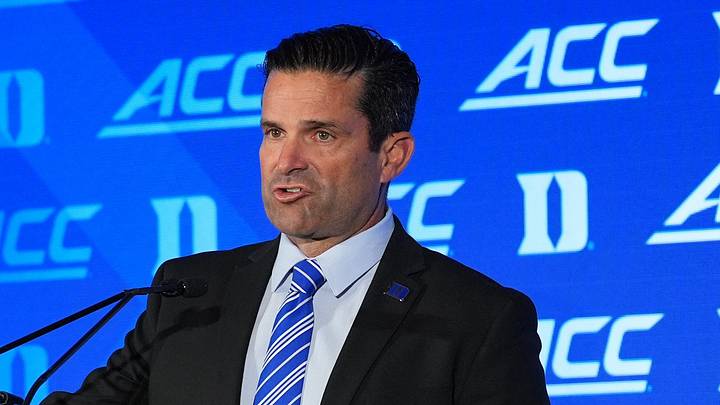 Jul 17, 2026; Charlotte, NC, USA; Duke head coach Manny Diaz talks with the media during interviews at Hilton Charlotte Uptown. Mandatory Credit: Jim Dedmon-Imagn Images Jul 17, 2026; Charlotte, NC, USA; Duke head coach Manny Diaz talks with the media during interviews at Hilton Charlotte Uptown. Mandatory Credit: Jim Dedmon-Imagn Images