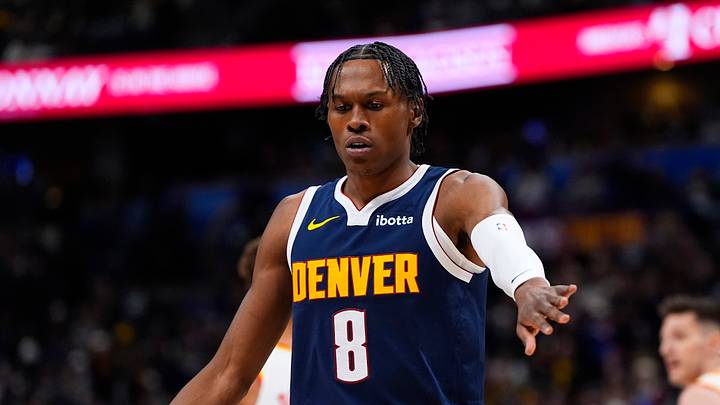 Jan 9, 2026; Denver, Colorado, USA; Denver Nuggets guard Peyton Watson (8) reacts during a timeout in the first quarter against the Atlanta Hawks at Ball Arena. Mandatory Credit: Ron Chenoy-Imagn Images Jan 9, 2026; Denver, Colorado, USA; Denver Nuggets guard Peyton Watson (8) reacts during a timeout in the first quarter against the Atlanta Hawks at Ball Arena. Mandatory Credit: Ron Chenoy-Imagn Images