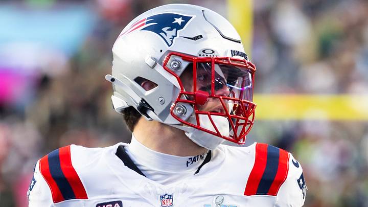Feb 8, 2026; Santa Clara, CA, USA; New England Patriots offensive tackle Will Campbell (66) against the Seattle Seahawks during Super Bowl LX at Levi's Stadium. Mandatory Credit: Mark J. Rebilas-Imagn Images