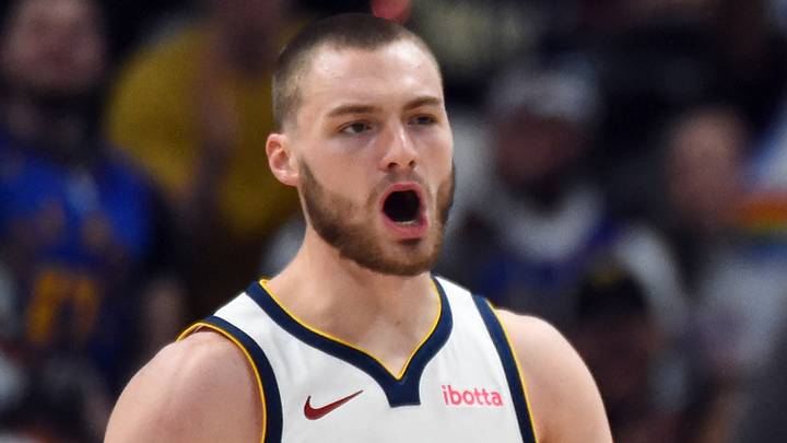 Apr 18, 2026; Denver, Colorado, USA; Denver Nuggets guard Jamal Murray (27) and guard Christian Braun (0) celebrate after a basket and foul during the second half against the Minnesota Timberwolves in game one of the first round of the 2026 NBA Playoffs at Ball Arena. Mandatory Credit: Christopher Hanewinckel-Imagn Images Apr 18, 2026; Denver, Colorado, USA; Denver Nuggets guard Jamal Murray (27) and guard Christian Braun (0) celebrate after a basket and foul during the second half against the Minnesota Timberwolves in game one of the first round of the 2026 NBA Playoffs at Ball Arena. Mandatory Credit: Christopher Hanewinckel-Imagn Images