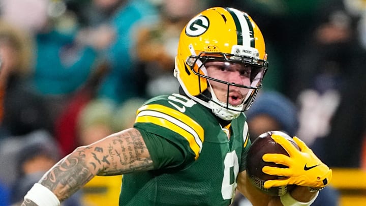 Green Bay Packers receiver Christian Watson goes the distance for a 41-yard touchdown in the third quarter. Green Bay Packers receiver Christian Watson goes the distance for a 41-yard touchdown in the third quarter.