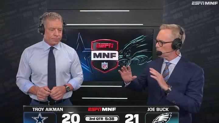 Troy Aikman got emotional over the death of David Moulton during ESPN’s ‘Monday Night Football’ broadcast. Troy Aikman got emotional over the death of David Moulton during ESPN’s ‘Monday Night Football’ broadcast.