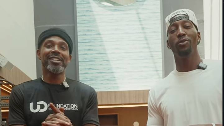 Udonis Haslem and Bam Adebayo are all smiles as they get their game faces on in a video announcing they'll be going against each other in a push-up challenge to raise money for their charities. Udonis Haslem and Bam Adebayo are all smiles as they get their game faces on in a video announcing they'll be going against each other in a push-up challenge to raise money for their charities.
