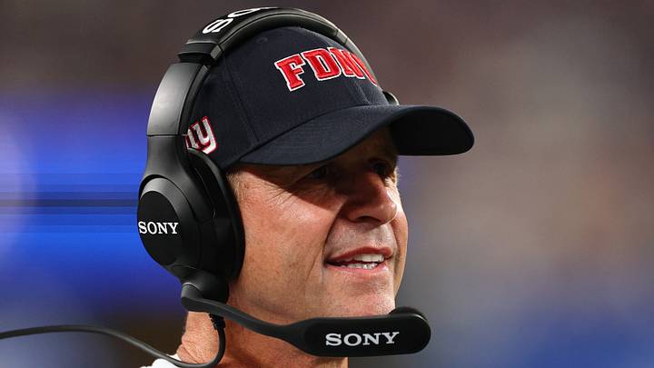 Sep 13, 2026; East Rutherford, New Jersey, USA; New York Giants head coach John Harbaugh looks on during the third quarter against the Dallas Cowboys at MetLife Stadium. Mandatory Credit: Vincent Carchietta-Imagn Images Sep 13, 2026; East Rutherford, New Jersey, USA; New York Giants head coach John Harbaugh looks on during the third quarter against the Dallas Cowboys at MetLife Stadium. Mandatory Credit: Vincent Carchietta-Imagn Images