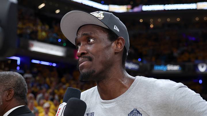May 31, 2025; Indianapolis, Indiana, USA; Indiana Pacers forward Pascal Siakam (43) speaks to the media after game six of the eastern conference finals against the New York Knicks for the 2025 NBA Playoffs at Gainbridge Fieldhouse. Mandatory Credit: Trevor Ruszkowski-Imagn Images May 31, 2025; Indianapolis, Indiana, USA; Indiana Pacers forward Pascal Siakam (43) speaks to the media after game six of the eastern conference finals against the New York Knicks for the 2025 NBA Playoffs at Gainbridge Fieldhouse. Mandatory Credit: Trevor Ruszkowski-Imagn Images