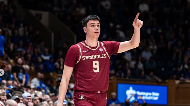 Florida State Seminoles guard Anastasios Rozakeas (9) checks into the game against the Duke Blue Devils