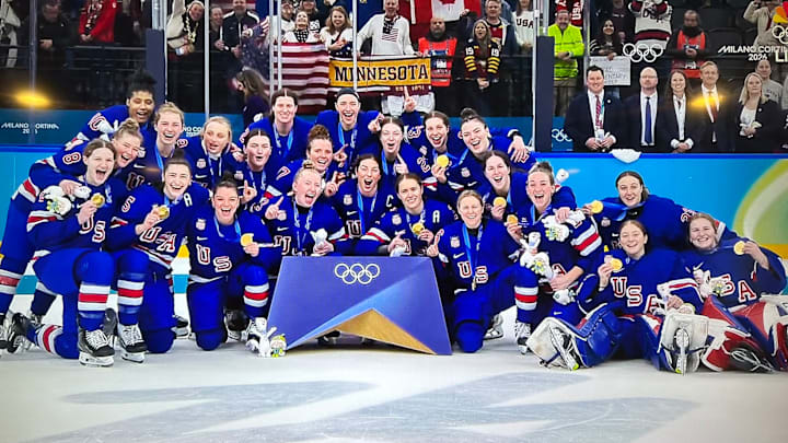 The 2026 Olympic gold medal winners in women's hockey, Team USA.