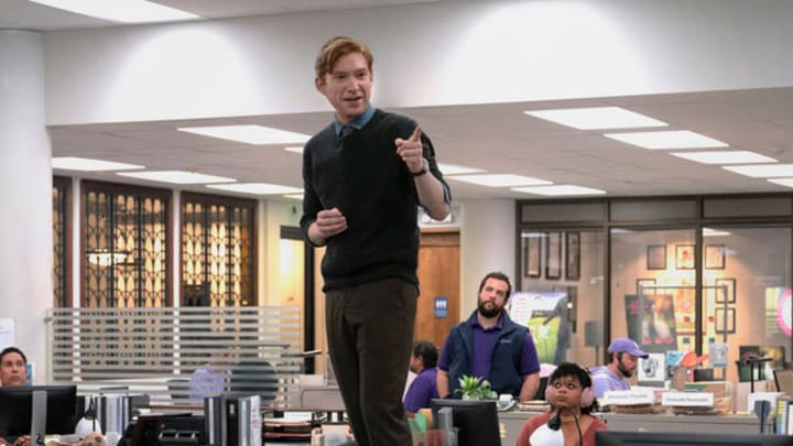 THE PAPER -- "Pilot" Episode -- Pictured: (l-r) Sabrina Impacciatore as Esmeralda, Oscar Nunez as Oscar, Domhnall Gleeson as Ned, Gbemisola Ikumelo as Adelola 