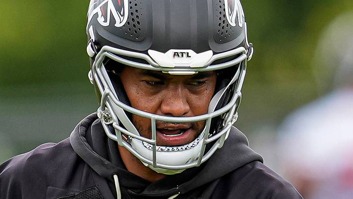 Jun 16, 2026; Atlanta, GA, USA; Atlanta Falcons quarterback Tua Tagovailoa (1) shown on the field during Minicamp. Mandatory Credit: Dale Zanine-Imagn Images