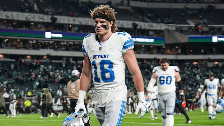 Detroit Lions wide receiver Isaac TeSlaa (18) walks off the field after 16-9 loss to Philadelphia Eagles at Lincoln Financial Field in Philadelphia on Sunday, November 16, 2025. Detroit Lions wide receiver Isaac TeSlaa (18) walks off the field after 16-9 loss to Philadelphia Eagles at Lincoln Financial Field in Philadelphia on Sunday, November 16, 2025.