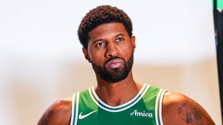Sep 28, 2026; Boston, MA, USA; Boston Celtics forward/guard Jayson Tatum (0) with forward Paul George (13) during media day at Auerbach Center. Mandatory Credit: David Butler II-Imagn Images