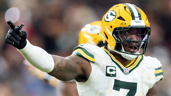 Green Bay Packers linebacker Quay Walker reacts after a play at the Arizona Cardinals.