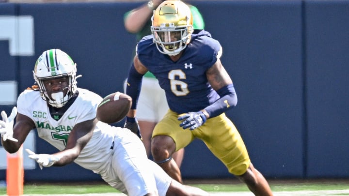 Sep 10, 2022; South Bend, Indiana, USA; Marshall Thundering Herd wide receiver Corey Gammage (7)