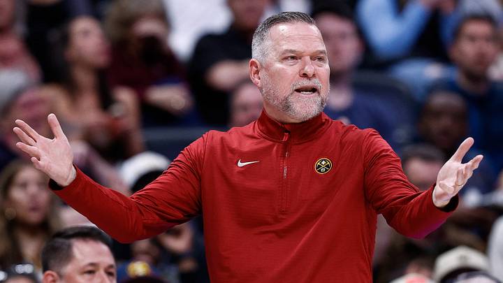 Mar 24, 2025; Denver, Colorado, USA; Denver Nuggets head coach Michael Malone gestures in the third quarter against the Chicago Bulls at Ball Arena. Mandatory Credit: Isaiah J. Downing-Imagn Images