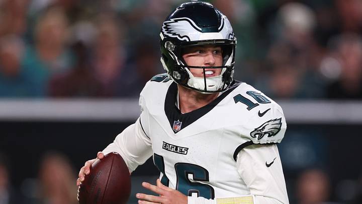 Philadelphia Eagles quarterback Tanner McKee (16) plays against the Cincinnati Bengals during the first quarter at Lincoln Financial Field. Philadelphia Eagles quarterback Tanner McKee (16) plays against the Cincinnati Bengals during the first quarter at Lincoln Financial Field.