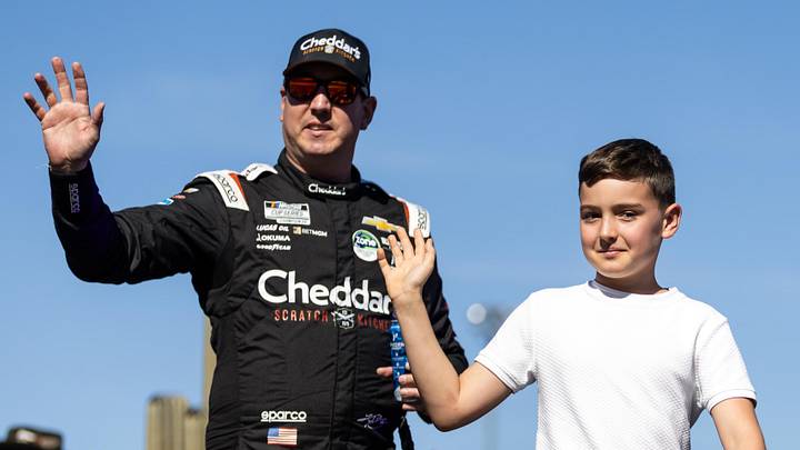 NASCAR Cup Series driver Kyle Busch with son Brexton Busch