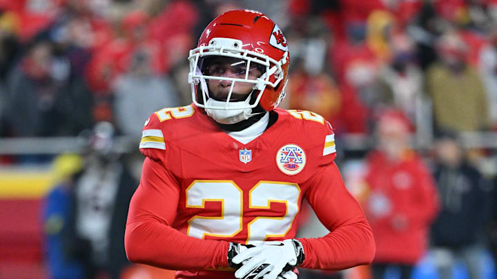 Dec 7, 2025; Kansas City, Missouri, USA; Kansas City Chiefs cornerback Trent McDuffie (22) warms up prior to the game against the Houston Texans at GEHA Field at Arrowhead Stadium. Mandatory Credit: Amy Kontras-Imagn Images Dec 7, 2025; Kansas City, Missouri, USA; Kansas City Chiefs cornerback Trent McDuffie (22) warms up prior to the game against the Houston Texans at GEHA Field at Arrowhead Stadium. Mandatory Credit: Amy Kontras-Imagn Images
