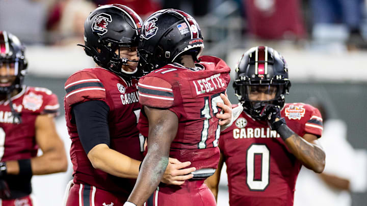 South Carolina football quarterback Spencer Rattler and receiver Xavier Legette