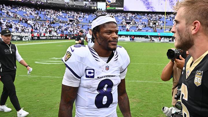 Sep 20, 2026; Baltimore, Maryland, USA; Baltimore Ravens quarterback Lamar Jackson (8) speaks with New Orleans Saints quarterback Tyler Shough (6) after the game at M&T Bank Stadium. Mandatory Credit: Jamie Sabau-Imagn Images Sep 20, 2026; Baltimore, Maryland, USA; Baltimore Ravens quarterback Lamar Jackson (8) speaks with New Orleans Saints quarterback Tyler Shough (6) after the game at M&T Bank Stadium. Mandatory Credit: Jamie Sabau-Imagn Images