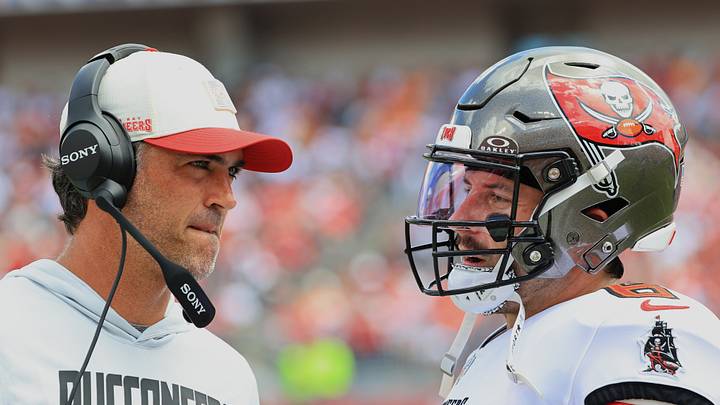 Tampa Bay Buccaneers quarterback Baker Mayfield (6) with OC Zac Robinson Tampa Bay Buccaneers quarterback Baker Mayfield (6) with OC Zac Robinson