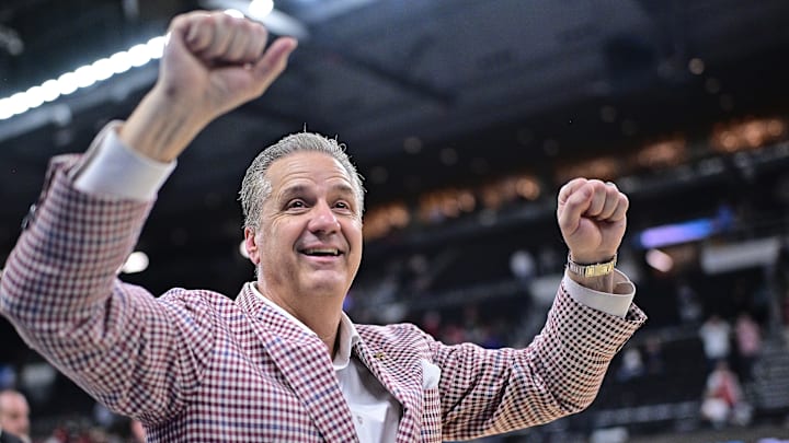 Calipari celebrates after beating Pitino and the Red Storm in the second round of the NCAA tournament.