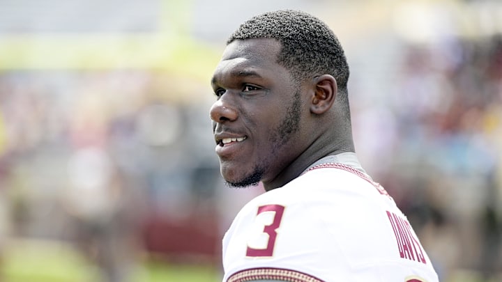Apr 20, 2024; Tallahassee, Florida, USA; Florida State Seminoles running back Kam Davis (3) during the Spring Showcase at Doak S. Campbell Stadium. Mandatory Credit: Melina Myers-Imagn Images Apr 20, 2024; Tallahassee, Florida, USA; Florida State Seminoles running back Kam Davis (3) during the Spring Showcase at Doak S. Campbell Stadium. Mandatory Credit: Melina Myers-Imagn Images