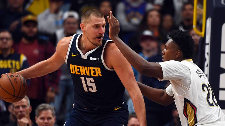 Oct 24, 2026; Denver, Colorado, USA; Denver Nuggets center Nikola Jokic (15) works in the post against New Orleans Pelicans forward Derik Queen (22) during the second half at Ball Arena. Mandatory Credit: Christopher Hanewinckel-Imagn Images Oct 24, 2026; Denver, Colorado, USA; Denver Nuggets center Nikola Jokic (15) works in the post against New Orleans Pelicans forward Derik Queen (22) during the second half at Ball Arena. Mandatory Credit: Christopher Hanewinckel-Imagn Images