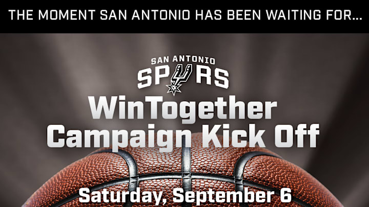 A graphic promoting the San Antonio Spurs' "Win Together" campaign kickoff rally on Saturday, Sept. 6. A graphic promoting the San Antonio Spurs' "Win Together" campaign kickoff rally on Saturday, Sept. 6.