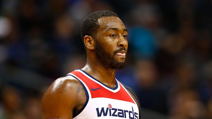 Nov 22, 2017; Charlotte, NC, USA; Washington Wizards guard John Wall (2) stands on the court in the first half against the Charlotte Hornets at Spectrum Center. Mandatory Credit: Jeremy Brevard-Imagn Images