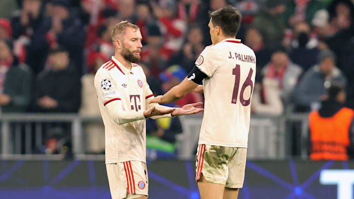 Konrad Laimer (links im Bild) könnte den verletzten Joao Palhinha ersetzen