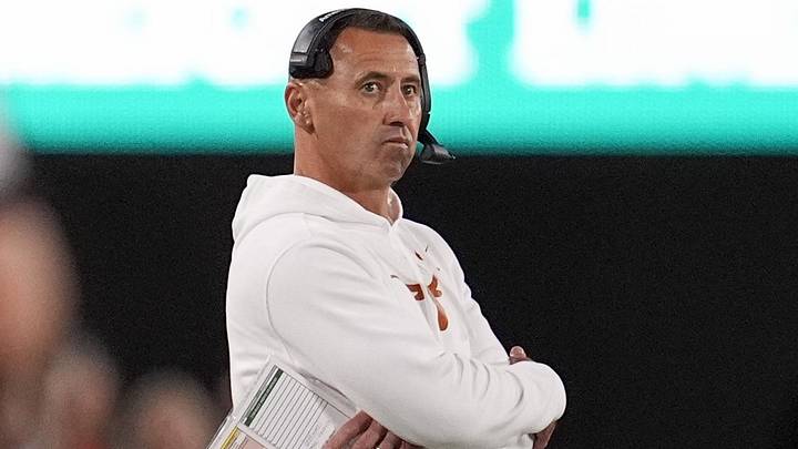 Texas Longhorns head coach Steve Sarkisian looks on in the first half against the Georgia Bulldogs at Sanford Stadium. Texas Longhorns head coach Steve Sarkisian looks on in the first half against the Georgia Bulldogs at Sanford Stadium.