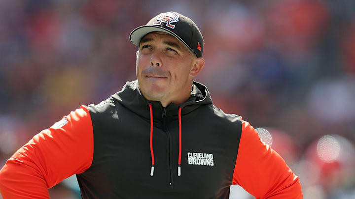 Cleveland Browns special teams coordinator Bubba Ventrone works the sideline during the second half of an NFL football game at Huntington Bank Field, Sunday, Sept. 22, 2024, in Cleveland, Ohio.
