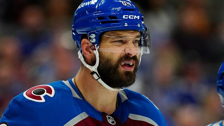 Oct 23, 2026; Denver, Colorado, USA;  Colorado Avalanche defenseman Brent Burns (84) looks on during the third period against the Tampa Bay Lightning at Ball Arena.  Mandatory Credit: Ron Chenoy-Imagn Images
