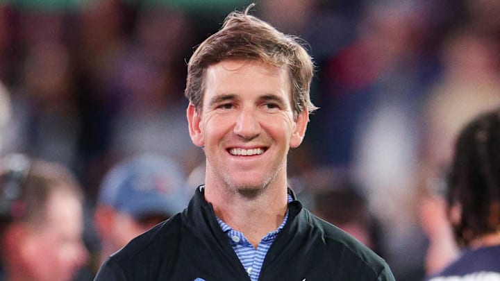 Eli Manning looks on during the 2024 Pro Bowl Games.