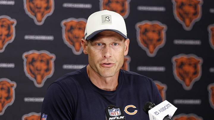 Chicago Bears head coach Ben Johnson speaks during Minicamp at Halas Hall.
