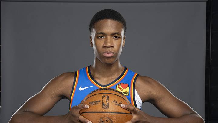 Sep 29, 2025; Oklahoma City, OK, USA; Oklahoma City Thunder center Thomas Sorber (12)  poses for a photo during the 2025 Oklahoma City Thunder media day at Paycom Center. Mandatory Credit: Alonzo Adams-Imagn Images