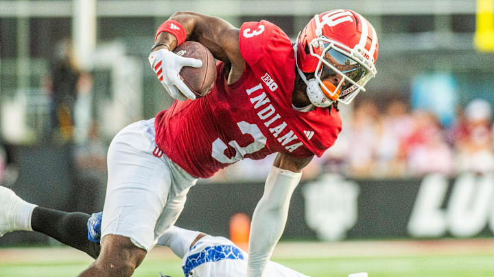 Indiana's Omar Cooper Jr. (3) during the Indiana vs. Indiana State football game Friday, Sept. 12, 2025, at Memorial Stadium.