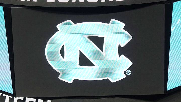 Mar 27, 2024; Los Angeles, CA, USA; The North Carolina Tar Heels logo on the video board during practice prior to NCAA Tournament at West Regional at Crypto.com Arena. Mandatory Credit: Kirby Lee-USA TODAY Sports Mar 27, 2024; Los Angeles, CA, USA; The North Carolina Tar Heels logo on the video board during practice prior to NCAA Tournament at West Regional at Crypto.com Arena. Mandatory Credit: Kirby Lee-USA TODAY Sports