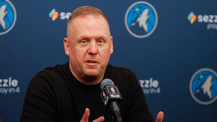 Sep 29, 2025; Minneapolis, MN, USA; Minnesota Timberwolves president of basketball operations Tim Connelly speaks to the media during media day at Target Center. Mandatory Credit: Bruce Kluckhohn-Imagn Images