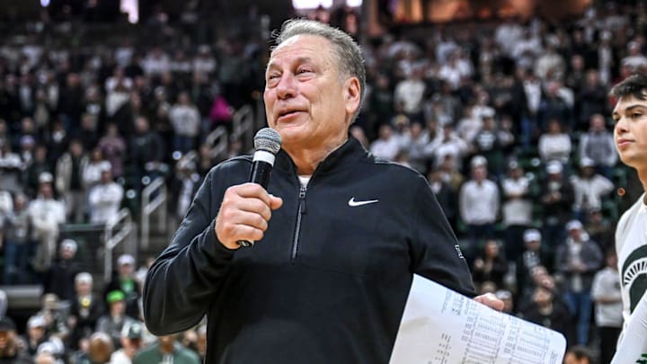 Michigan State's head coach Tom Izzo thanks the crowd after the game against Oregon on Saturday, Feb. 8, 2025, at the Breslin Center East Lansing. Michigan State's head coach Tom Izzo thanks the crowd after the game against Oregon on Saturday, Feb. 8, 2025, at the Breslin Center East Lansing.
