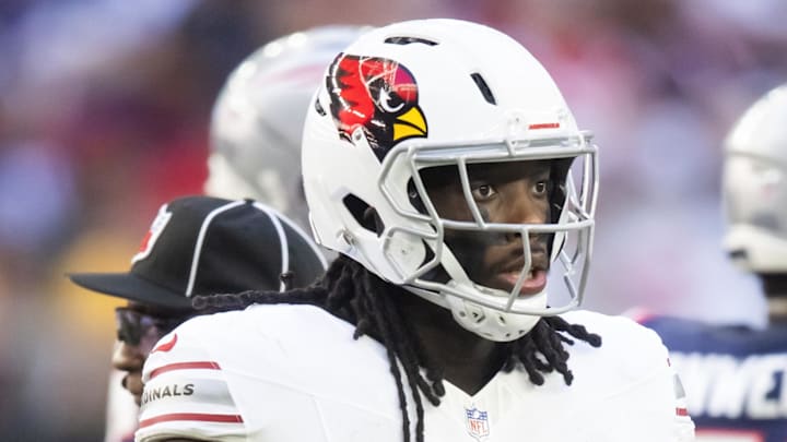 Dec 15, 2024; Glendale, Arizona, USA; Arizona Cardinals defensive end Darius Robinson (56) against the New England Patriots at State Farm Stadium. Mandatory Credit: Mark J. Rebilas-Imagn Images Dec 15, 2024; Glendale, Arizona, USA; Arizona Cardinals defensive end Darius Robinson (56) against the New England Patriots at State Farm Stadium. Mandatory Credit: Mark J. Rebilas-Imagn Images