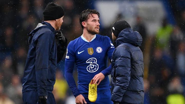 Ben Chilwell after suffering his injury for Chelsea Ben Chilwell after suffering his injury for Chelsea