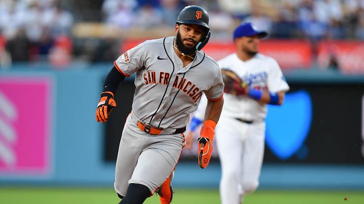San Francisco Giants left fielder Heliot Ramos running