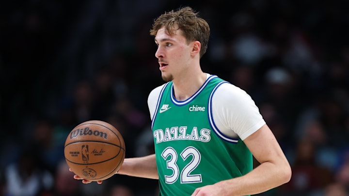 Nov 10, 2025; Dallas, Texas, USA; Dallas Mavericks forward Cooper Flagg (32) dribbles during the third quarter against the Milwaukee Bucks at American Airlines Center. Mandatory Credit: Kevin Jairaj-Imagn Images Nov 10, 2025; Dallas, Texas, USA; Dallas Mavericks forward Cooper Flagg (32) dribbles during the third quarter against the Milwaukee Bucks at American Airlines Center. Mandatory Credit: Kevin Jairaj-Imagn Images