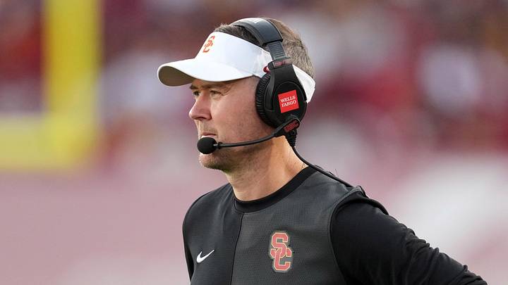 Aug 30, 2025; Los Angeles, California, USA; Southern California Trojans head coach Lincoln Riley watches from the sidelines against the Missouri State Bears in the first half at United Airlines Field at Los Angeles Memorial Coliseum. Mandatory Credit: Kirby Lee-Imagn Images Aug 30, 2025; Los Angeles, California, USA; Southern California Trojans head coach Lincoln Riley watches from the sidelines against the Missouri State Bears in the first half at United Airlines Field at Los Angeles Memorial Coliseum. Mandatory Credit: Kirby Lee-Imagn Images