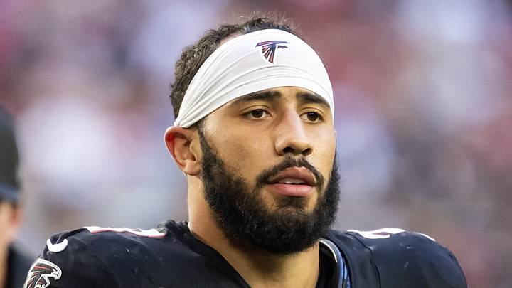 Dec 21, 2025; Glendale, Arizona, USA; Atlanta Falcons safety Jessie Bates III (3) against the Arizona Cardinals at State Farm Stadium. Mandatory Credit: Mark J. Rebilas-Imagn Images