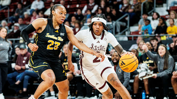 Mississippi State Guard Destiney McPhaul (#2) during the game between the Southern Miss Golden Eagles and the Mississippi State Bulldogs at Humphrey Coliseum in Starkville, MS. Mississippi State Guard Destiney McPhaul (#2) during the game between the Southern Miss Golden Eagles and the Mississippi State Bulldogs at Humphrey Coliseum in Starkville, MS.